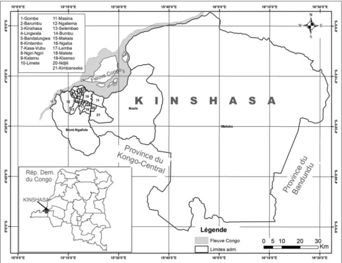 Figure 1. Localisation de la Ville-Province de Kinshasa. Source : Shapefile RGC / Octobre 2016 fleuve, caractérise alors une ville qui présente une 