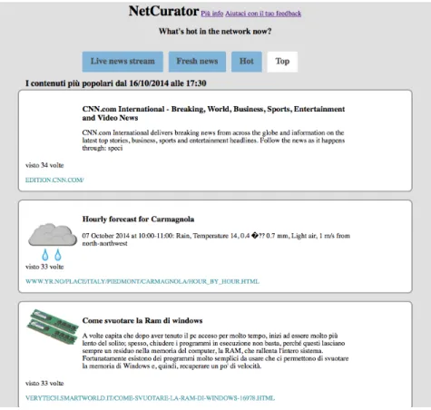 Figure 2.3: Screenshot of the website running the Content Curation prototype available at http: