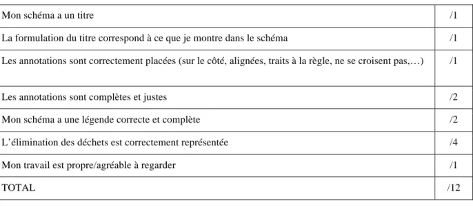 Figure 2. Barème du « document professeur » de la tâche complexe donnée en figure 1 