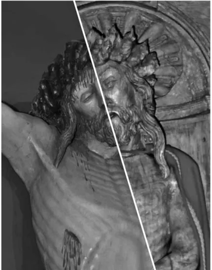Figure 13. Juxtaposition des visages des deux Christs (© Georges Goosse).