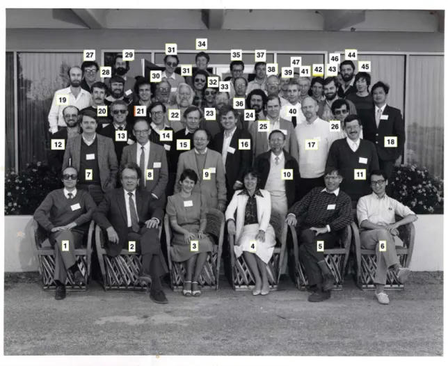 Figure  2.1:  During  the  1980s,  the  then  very  small  optical  interferometric  community  met  regularly  on  both  sides  of  the  Atlantic,  comparing  strategies  and  early  results
