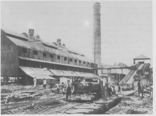 Fig.  7.  —  L’usine  de  Lubumbashi  dans  les  années  20.  La  cheminée,  qui  sera  rehaussée  ulté­