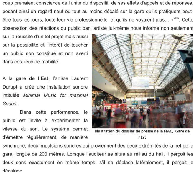 Illustration du dossier de presse de la FIAC,  Gare de  l’Est 