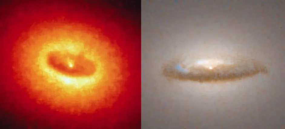 Illustration 18. Cœur des galaxies NGC4261 en rayonnement X par Chandra et NGC7052 en IR par Hubble 