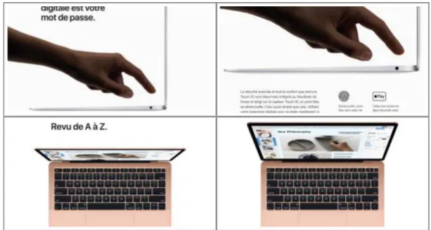 Figure 6 : Captures d’écran de l’interface de la page « MacBook air » sur site d’Apple  [https://www.apple.com/fr/macbook-air/ - 19 avril 2019]