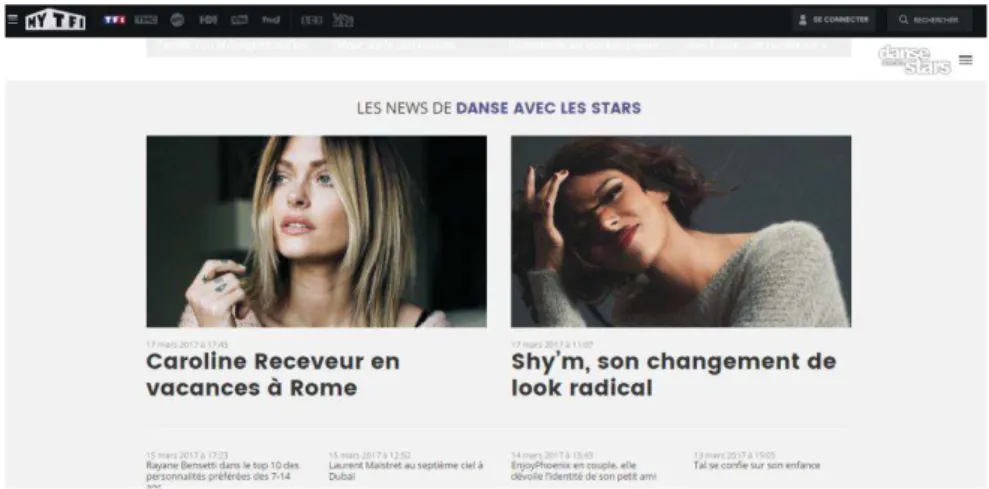 Figure 9 : Les « news » de Danse avec les stars. Source : www.tf1.fr   