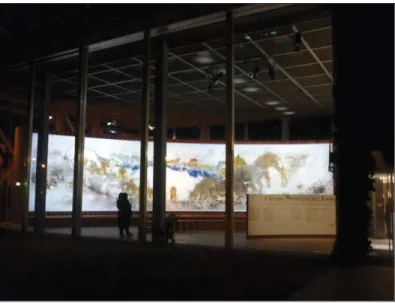 Figure 1Fresque de l'artiste Cai Guo-Quiang, présentée à l'entrée de la Fondation lors de l’exosition « Le Grand Orchestre des  animaux » du 2 juillet 2016 au 8 janvier 2017 