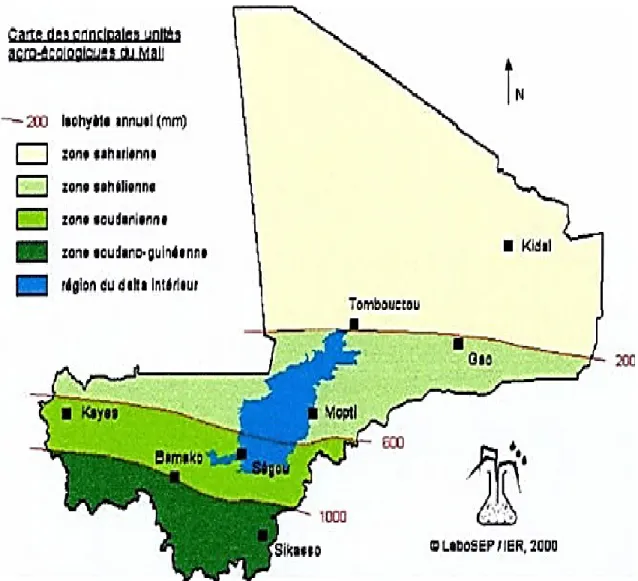 Figure 2.1 : Carte bioclimatique du Mali 