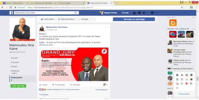 Figure 2 Page Facebook de l’émission Grand Jury  