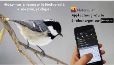 Figure 8. Visuel créé pour l’application NaturaList et utilisé comme photo de couverture de la page  Facebook de la LPO Loire (rendu sur un smartphone).