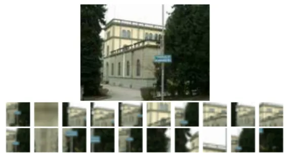 Figure 5. Some subwindows extracted from one test image. Sub- Sub-windows on the first row are correctly classified while those on the second row are misclassified individually.