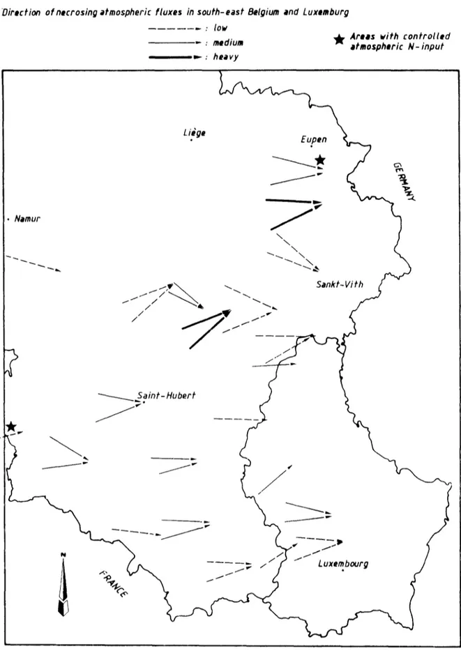 Fig. 2.  Necrosing  fluxes in  south-east  Belgium  and  Luxemburg. 