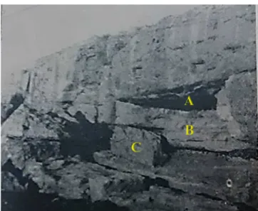 Figure 10 : Grotte du sanctuaire de Marathus. A : Entrée de la grotte; B : Paroi du bassin; 