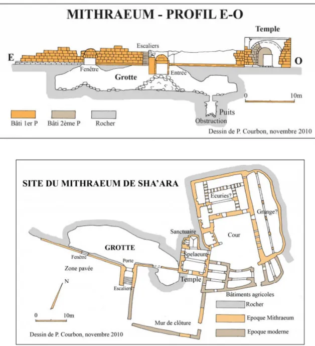 Figure 14 : Reconstitution du plan général du mithraeum de Sa’ara. (Par COURBON 2010  d’après les plans de KALOS 2001, p