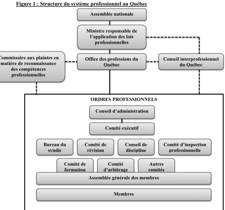 Figure 1 : Structure du système professionnel au Québec 
