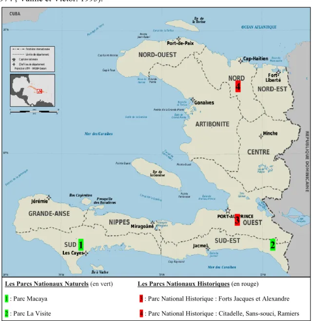 Figure 1: Carte des parcs nationaux en Haïti