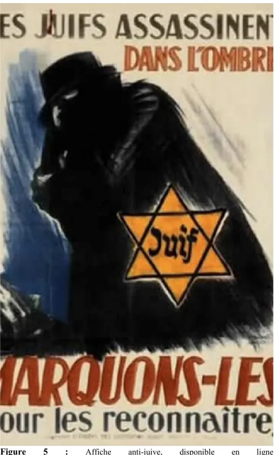 Figure  5  :  Affiche  anti-juive,  disponible  en  ligne   http://www.ladepeche.fr/article/2014/10/20/1975363-l-ex-enfant-cache-raconte-la-propagande-anti-juive.html