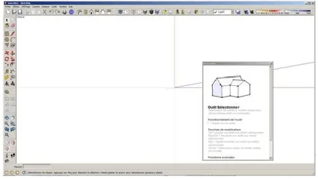 Figure 23 Interface de SketchUp, source : [Lescop, 2011] 