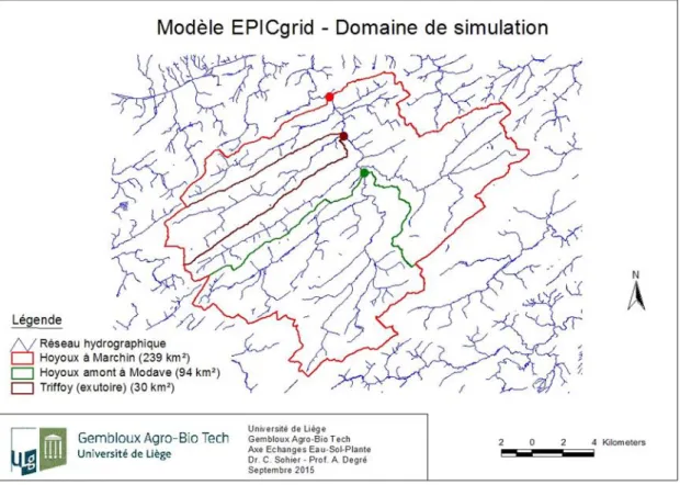 Figure 3 : Domaine de simulation du modèle EPICgrid    