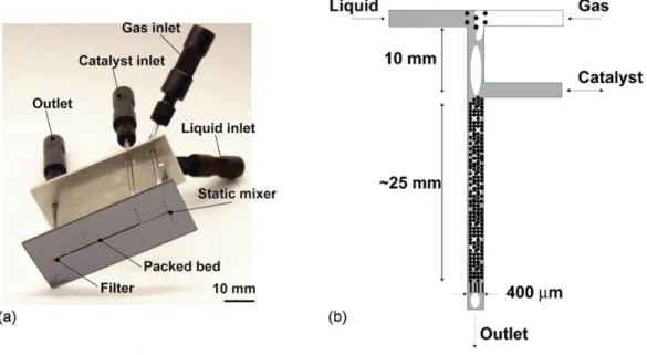 Figure 0-4. Transparent micro-packed bed strengthened with metal deposition used for high pressure  hydrogenation