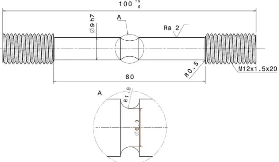 Figure 8: Geometry of the sample for notch tensile tests. 