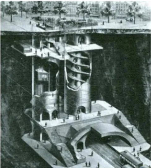 Figure  14.  Le  métro  parisien,  premier  exemple  de  véritable  urbanisme  souterrain