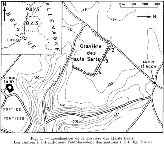 Fig.  1.  - Localisation  de  la  gravière  des  Hauts  Sarts. 