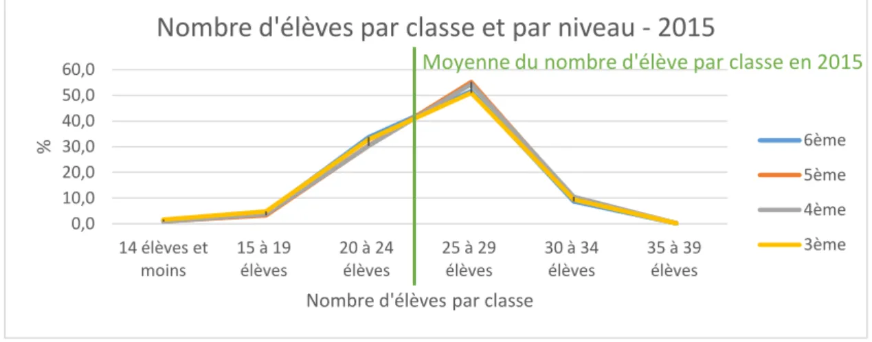 Figure 4 Évolution des effectifs par classe et par niveau - 2015 -MENESR 