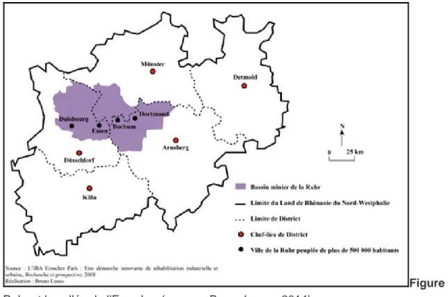 Figure 7. La Ruhr et la vallée de l’Emscher (source : Bruno Lusso, 2014).