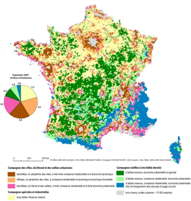 Fig. 6 : Typologie des campagnes françaises et des espaces à enjeux spécifiques de 2011 