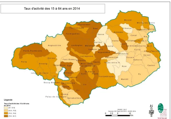 Fig. 14 : Un taux d’activité de la population qui révèle des disparités locales 