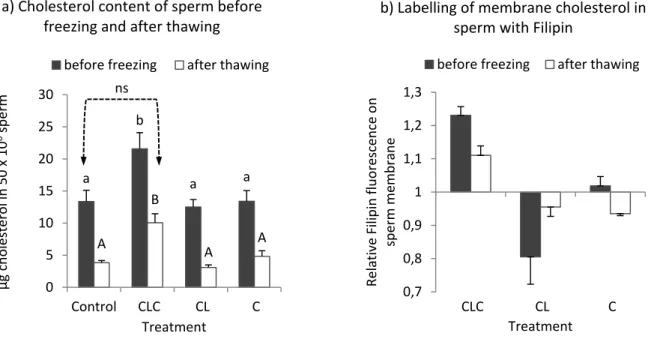 Figure 2.1 Cholesterol content of sperm in skim milk-based extender 
