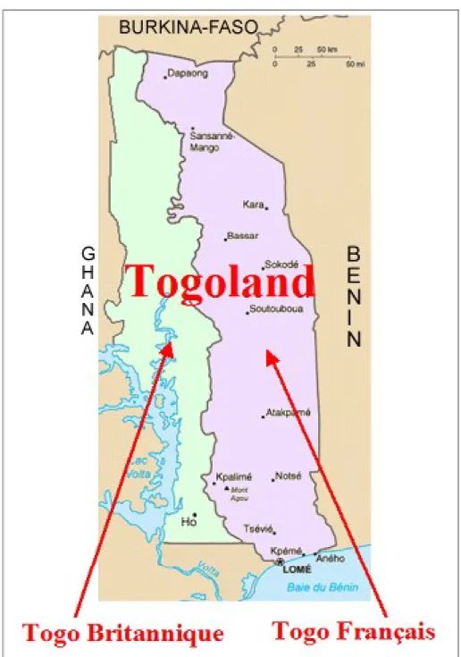 Figure 1 : Carte du Togoland (protectorat allemand (1919)) 