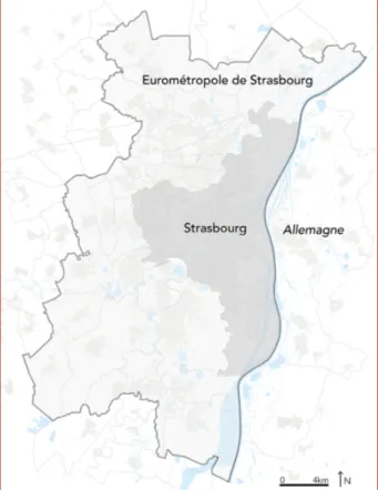 Figure 1. Périmètre de l’Eurométropole de  Strasbourg - TJ 