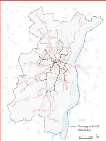 Figure 3. Le réseau bus, maillant le territoire de  l'Eurométropole de Strasbourg - TJ