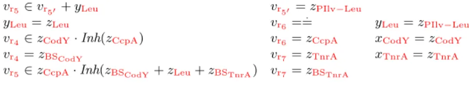 Fig. 6: Difference constraints for the PIlv-Leu network.