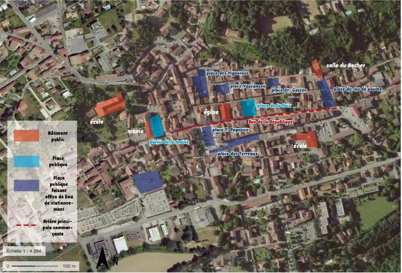 Figure 2 : Plan commenté du centre-bourg de Beaurepaire - PM 