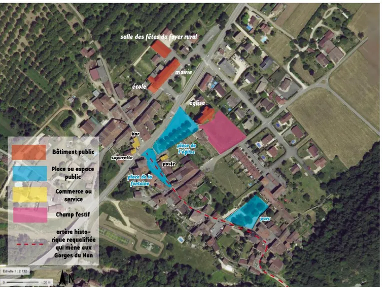 Figure 5 : Plan commenté du centre-bourg de Cognin-les-Gorges - PM 