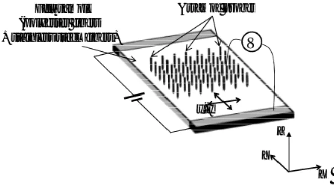Figure 1. Array of probes for the measurement of the distribution of the electrical potential at different  locations in the felt sample subjected to a DC electric potential difference