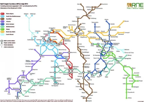 Figure 1: Core network corridors (source: RailNetEurope) 
