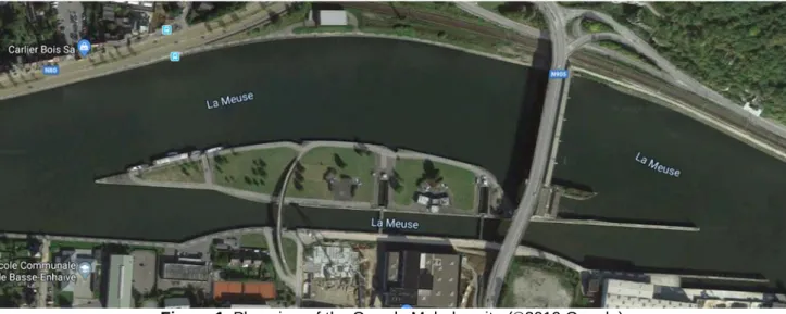 Figure 1. Plan view of the Grands-Malades site (©2019 Google) 
