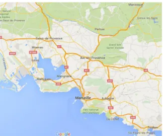 Figure 25 : Axes autoroutiers de la métropole  Aix-Marseille Provence  / Source : google maps 