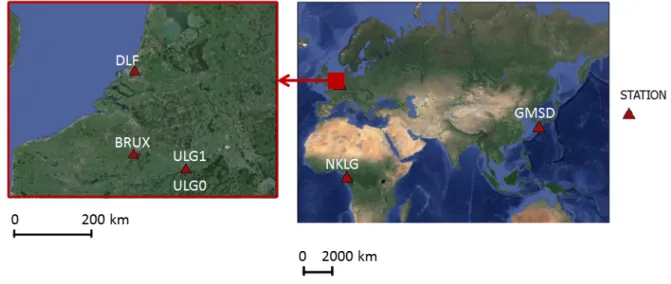 Figure 3.1  Localisation des stations utilisées dans le cadre de ce travail