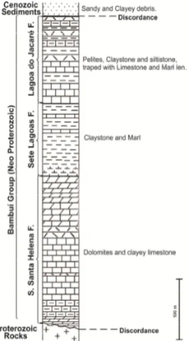 Figure 2. Simplified stratigraphic log of the study site, based on [35,36]. 