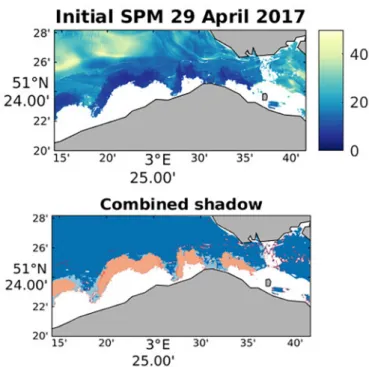 Fig. 11 shows the first zoomed image. Compared with the manual  shadow mask, our approach detects 82.30% of the shadows, with 9.70% 