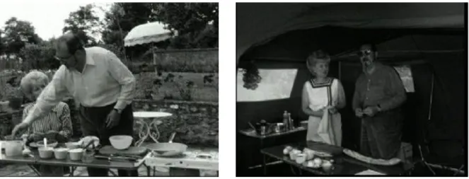 Fig. 2-35 – Cuisine assis sous un parasol   Fig. 2-36 – Equipement de camping 