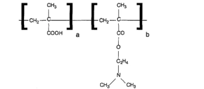 Figure 1. Schematic drawing of the polyampholyte structural units PMAA and PDMAEMA 