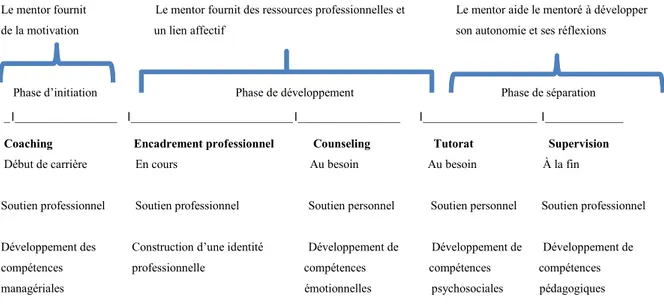 Figure 2. Les cinq formes, les fonctions et les phases du mentorat 