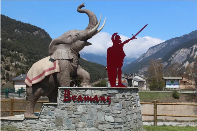 Figure 12: Hannibal et ses éléphants à Bramans sur la route du Mont-Cenis 