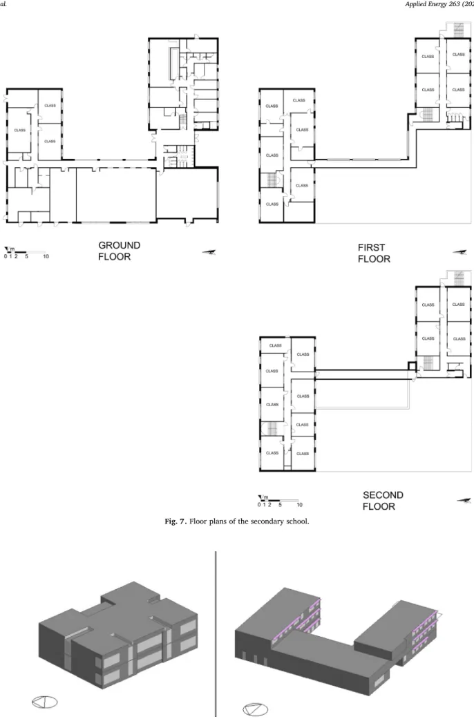 Fig. 7. Floor plans of the secondary school.